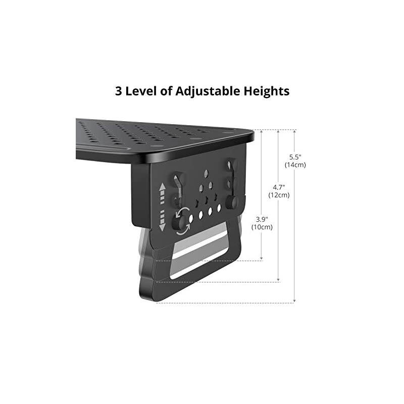 Monitor Stand Riser [Aircraft Grade Aluminium] 3 Height Adjustable Metal Monitor Desk Stand with Mesh Platform for Computer Screen Laptop iMac PC Printer Small Projector and More - Black