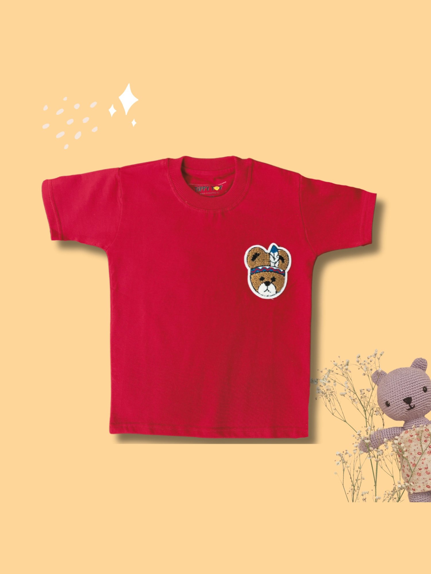 Tippy Top Kids Red Self Design T-Shirt