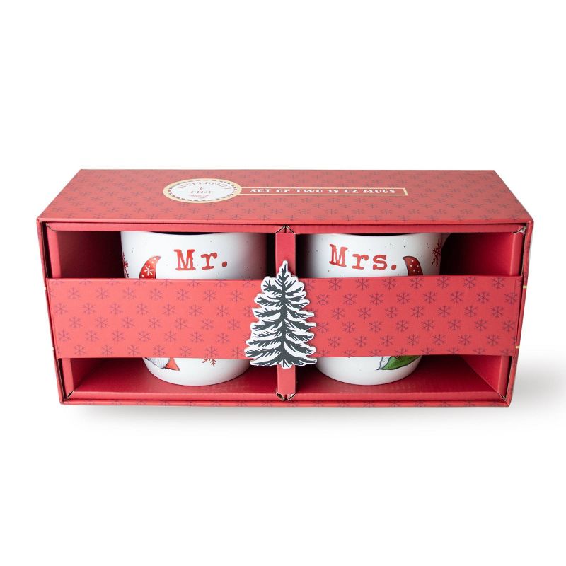 16oz 2pk Ceramic Mr. and Mrs. Gnome Mugs - Peppermint & Pine