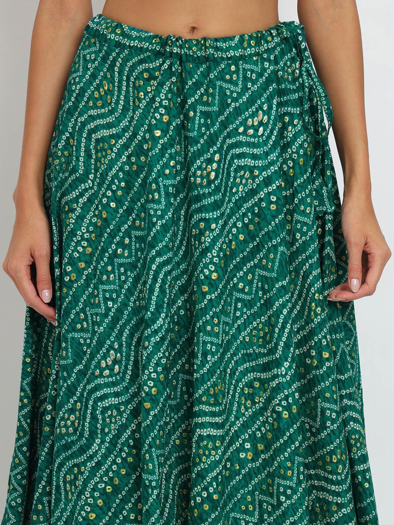studiorasa Green Bandhani Print Skirt