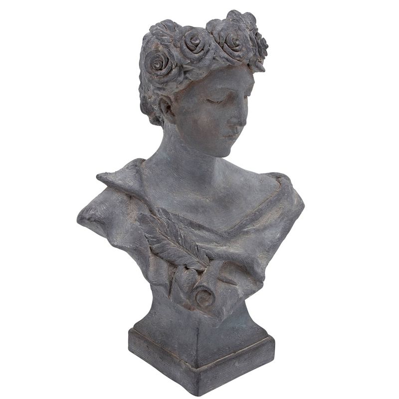 21" Resin Lady with Roses Figurine Gray - Sagebrook Home