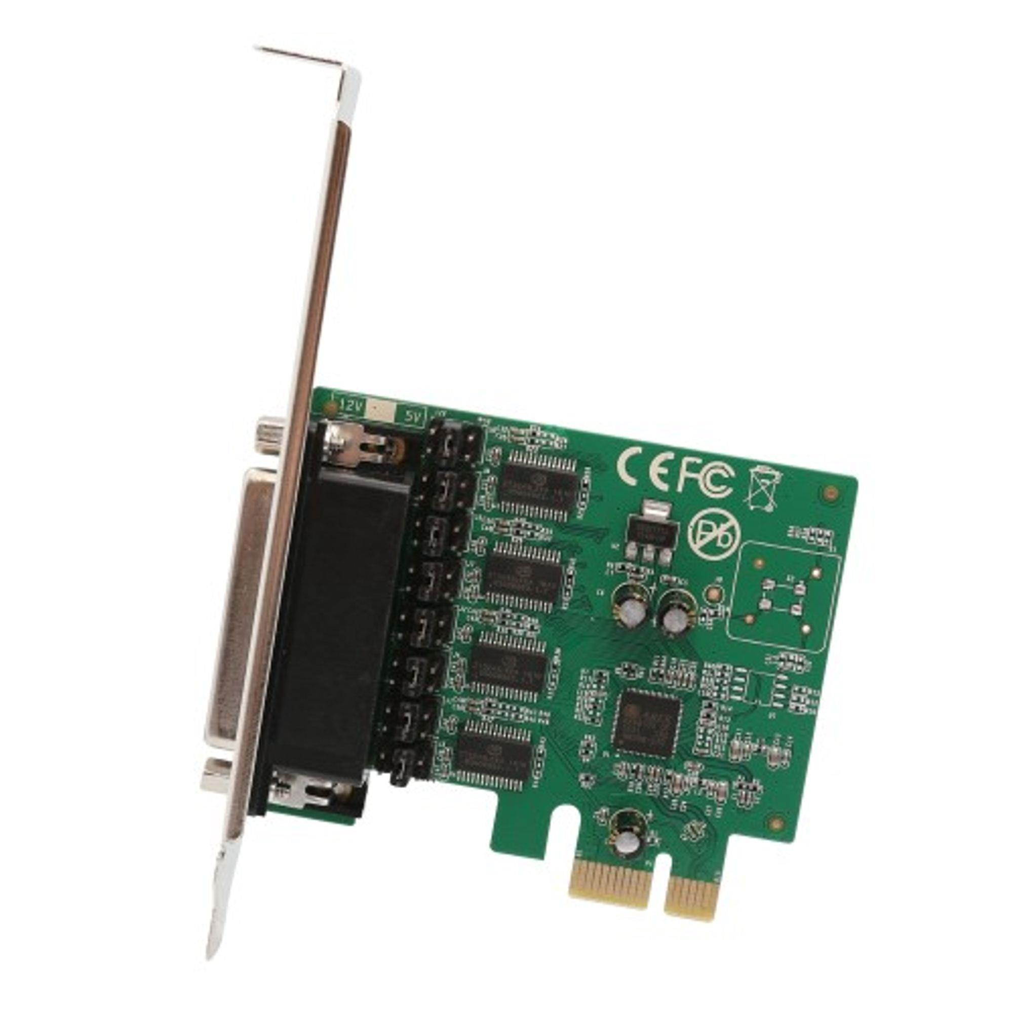 IO Crest SI-PEX15056 4 Port DB9 Serial RS-232 Card PCI-Express x1 with Fan-Out Cable Asix99100 Chipset