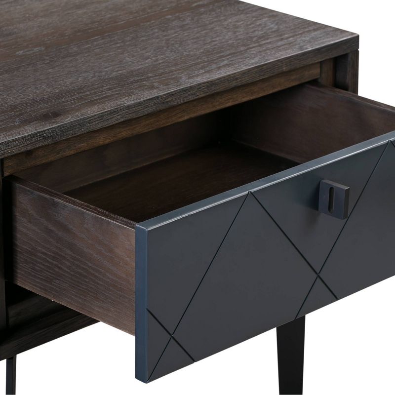 Cross Solid Oak and Metal Nightstand Dark Gray - Armen Living