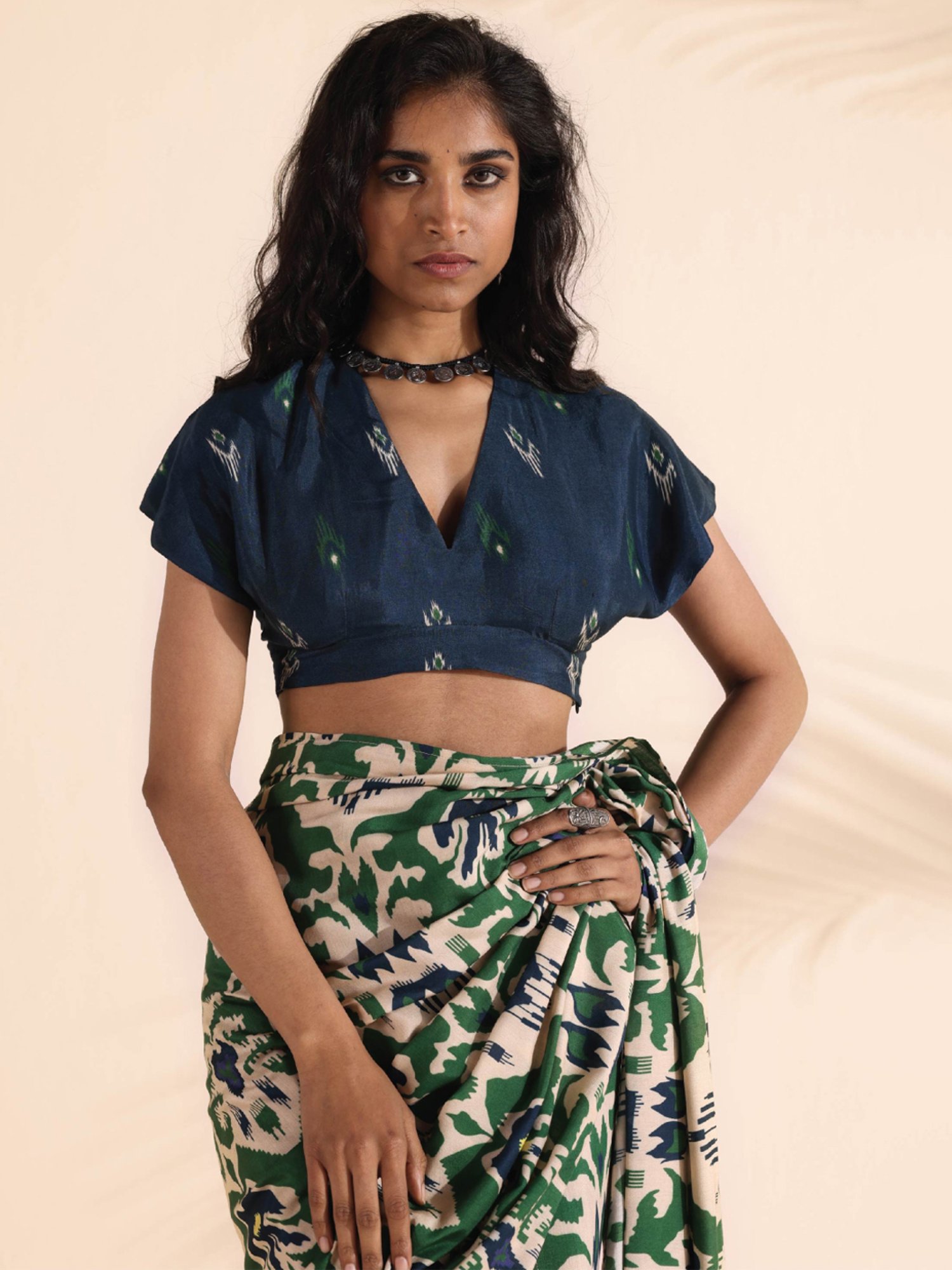 true Browns Blue Printed Blouse