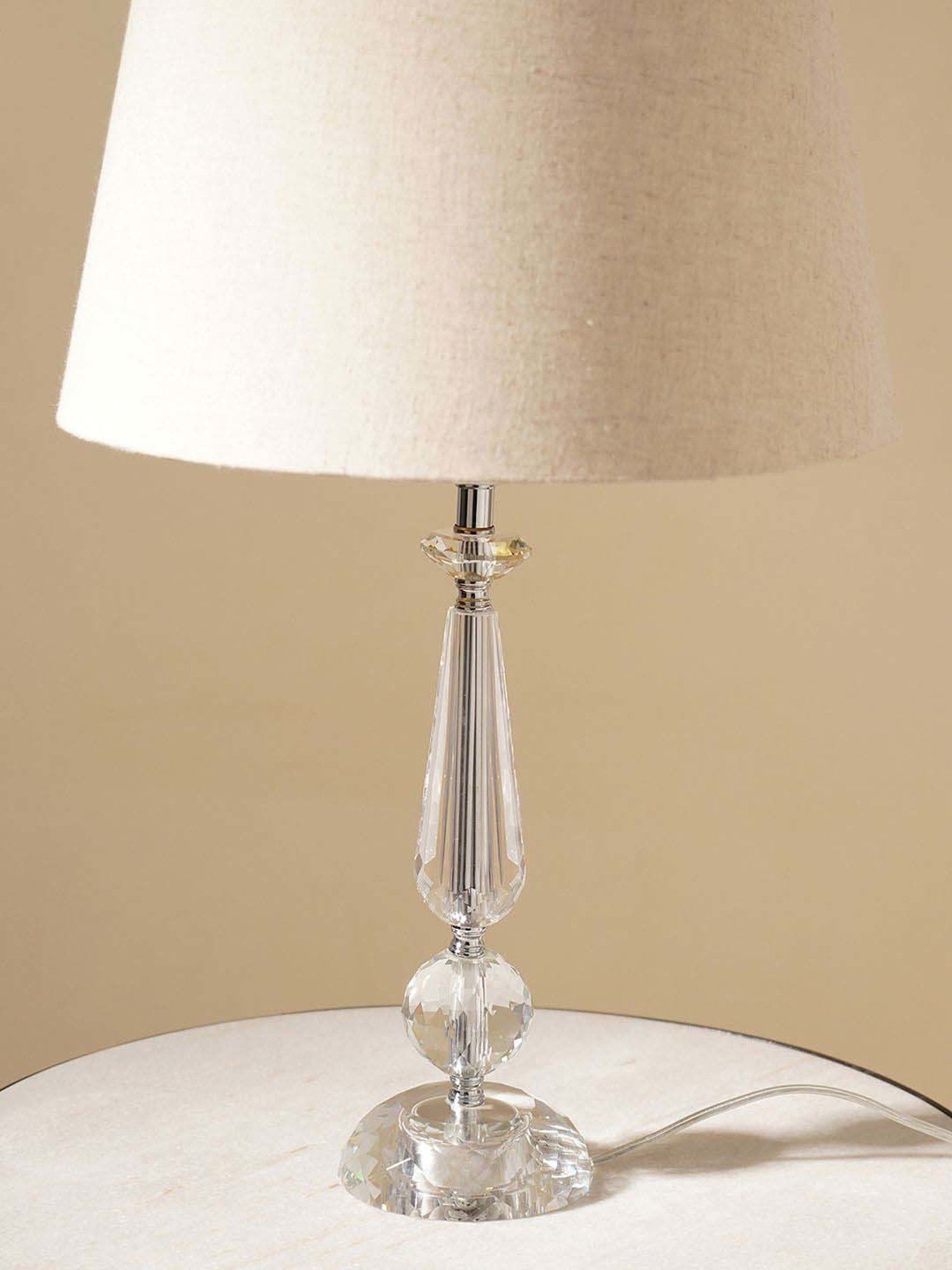 Pure Home and Living Transparent Glass Teardrop Shaped Small Table Lamp Stand