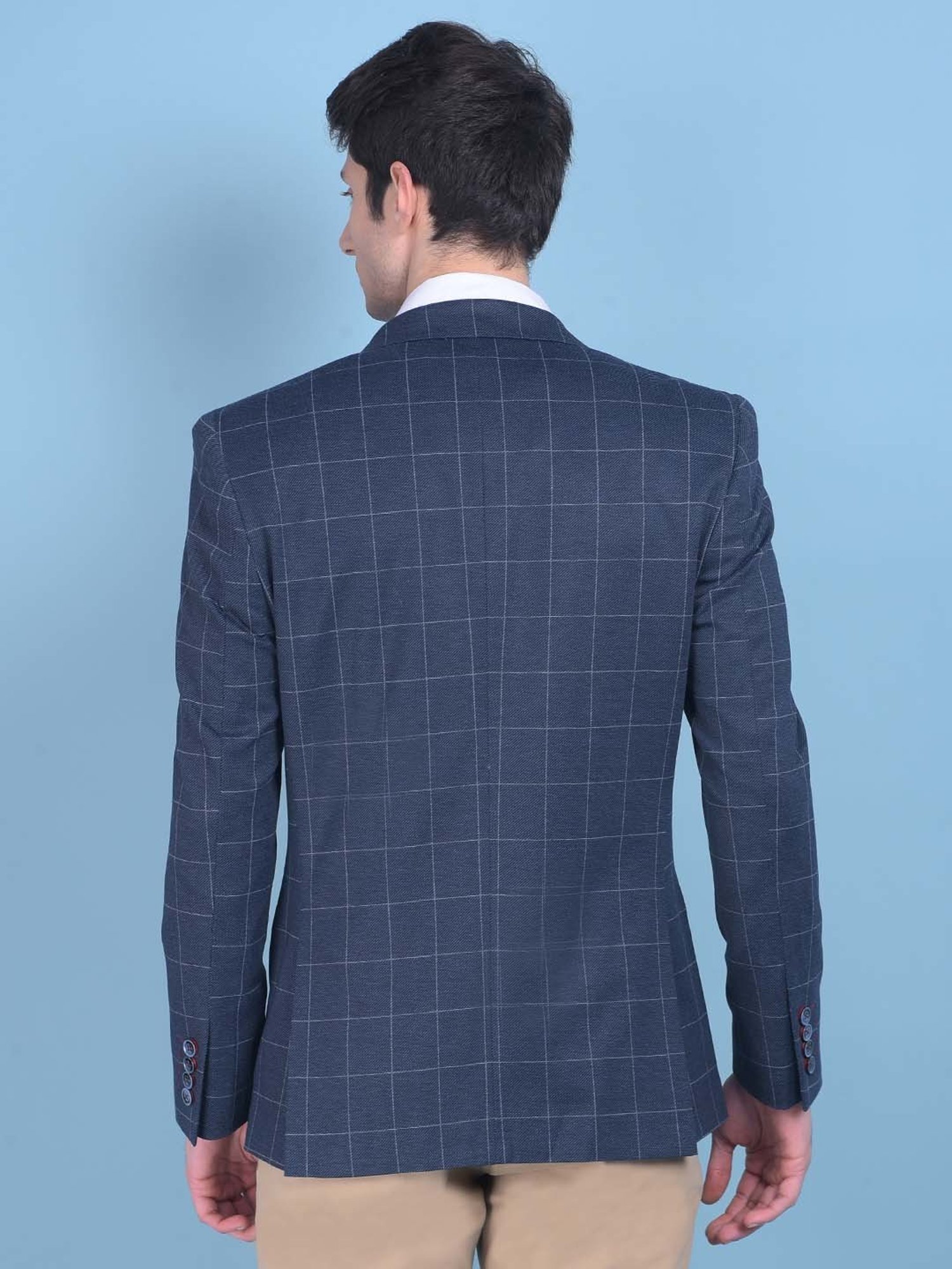 Crimsoune Club Navy Slim Fit Check Blazer