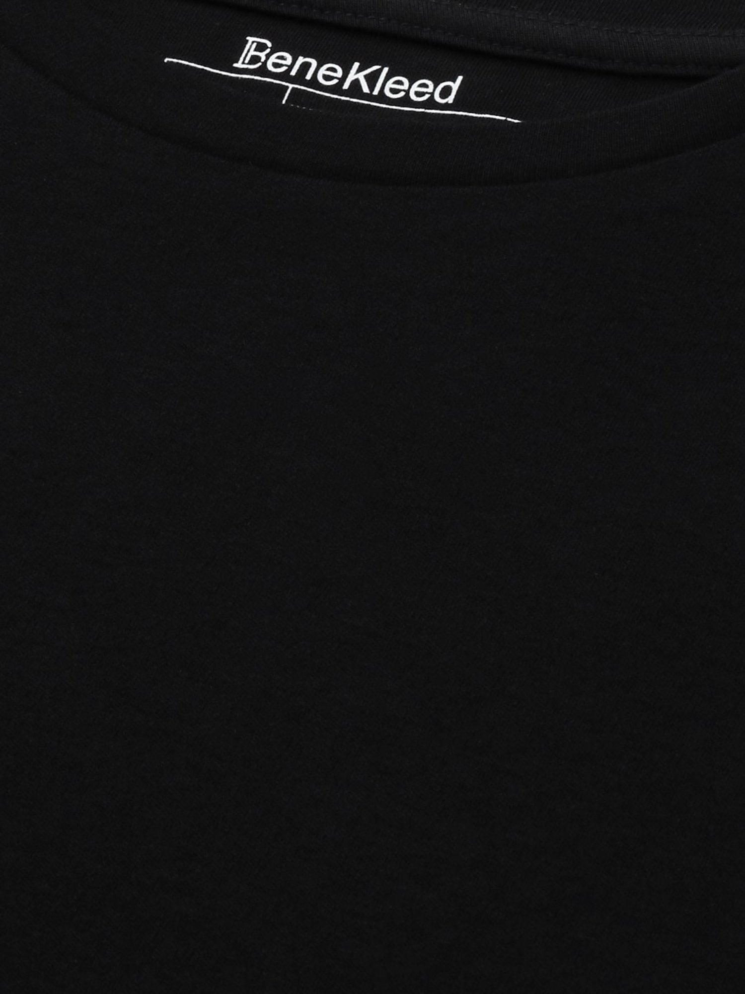 Bene Kleed Black Loose Fit Cotton Oversized Crew T-Shirt