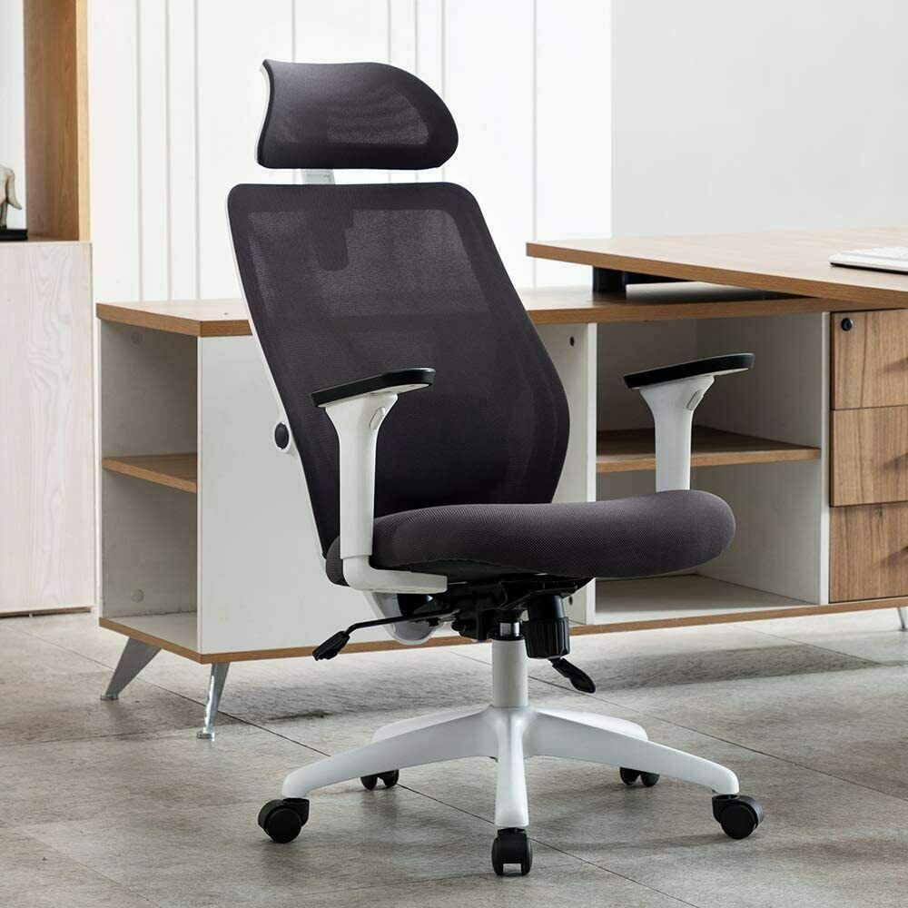 White Office Mesh Swivel Chair Executive Computer Desk Ergonomic High-Back Task