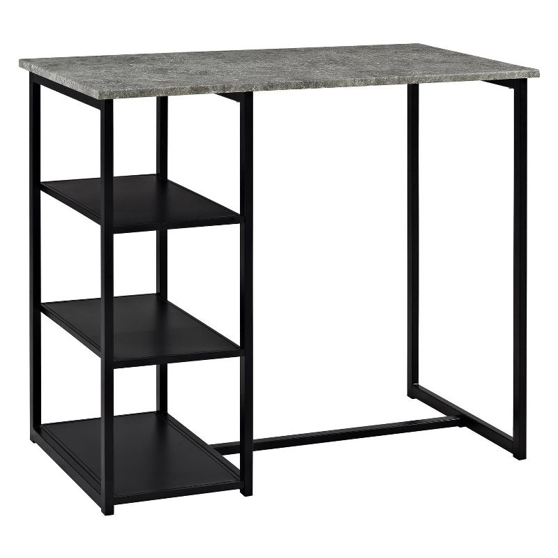 3pc Visby Counter Height Dining Set with Faux Concrete Top Gray/Black - Dorel Living