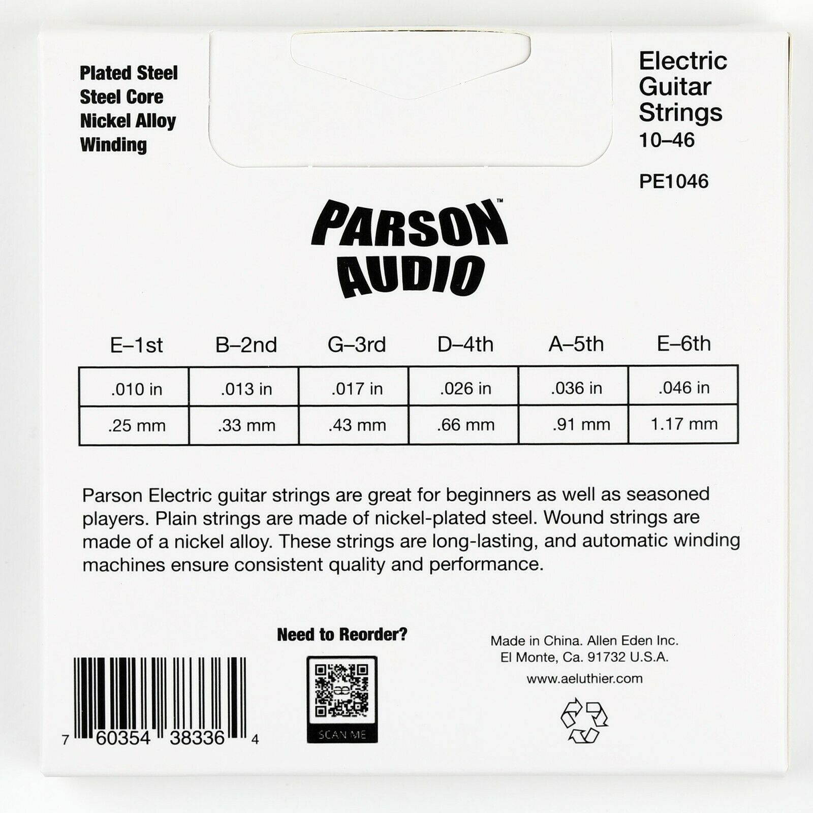 Parson Audio Electric Guitar Strings 10-46 6 Pack
