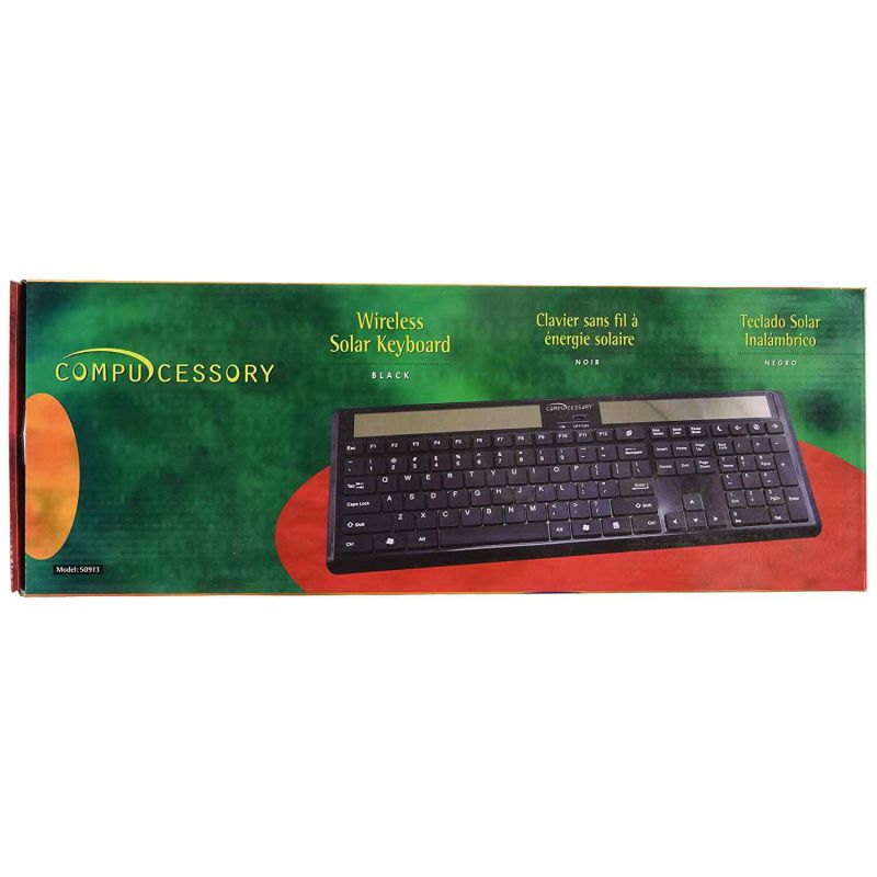 Compucessory Wireless Solar Keyboard, 16-1/8"x6 x7/8"(CCS50913)