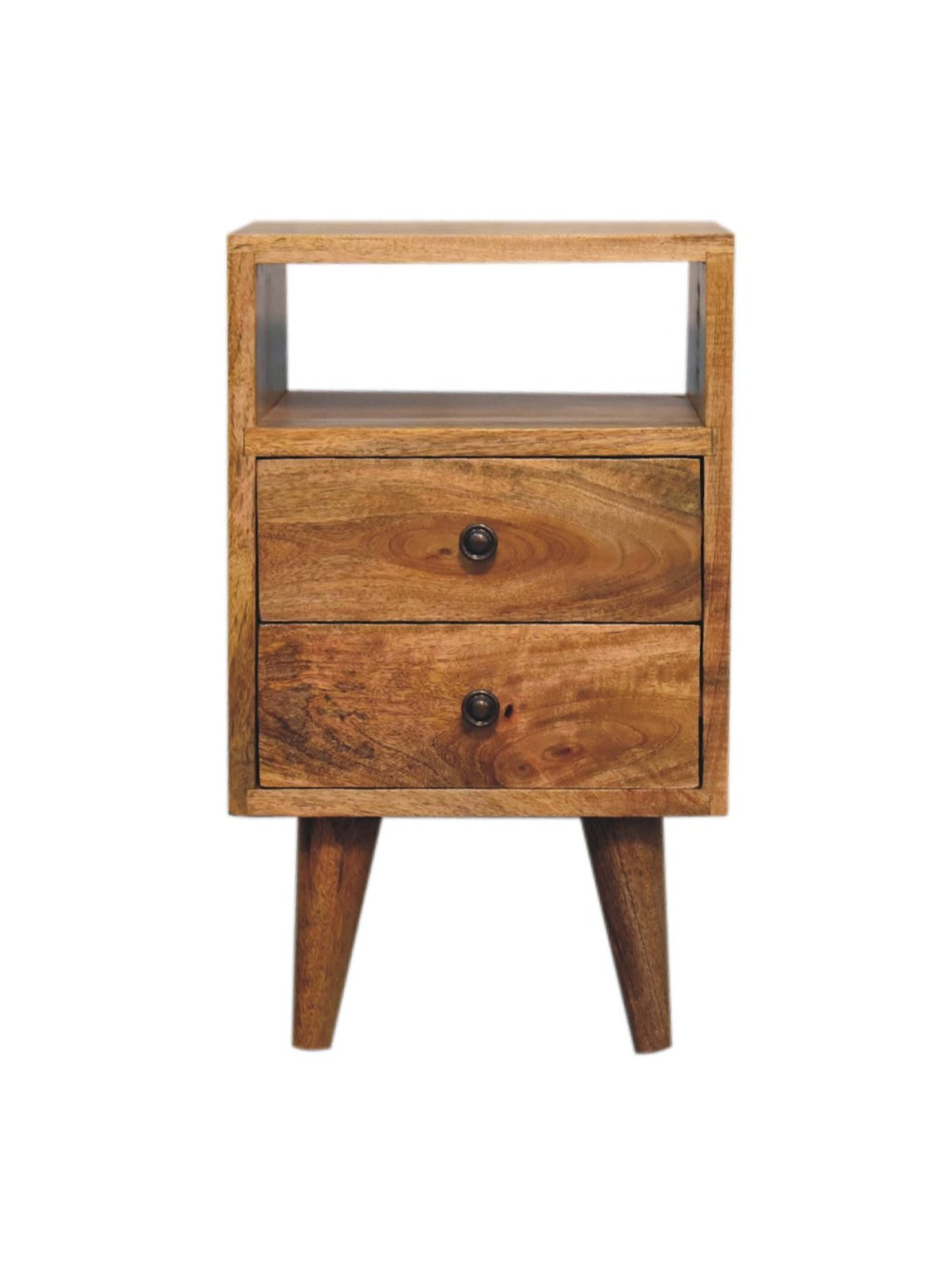 Artisan Furniture Brown Wood Mini Classic Oakish Bedside Table with Open Slot