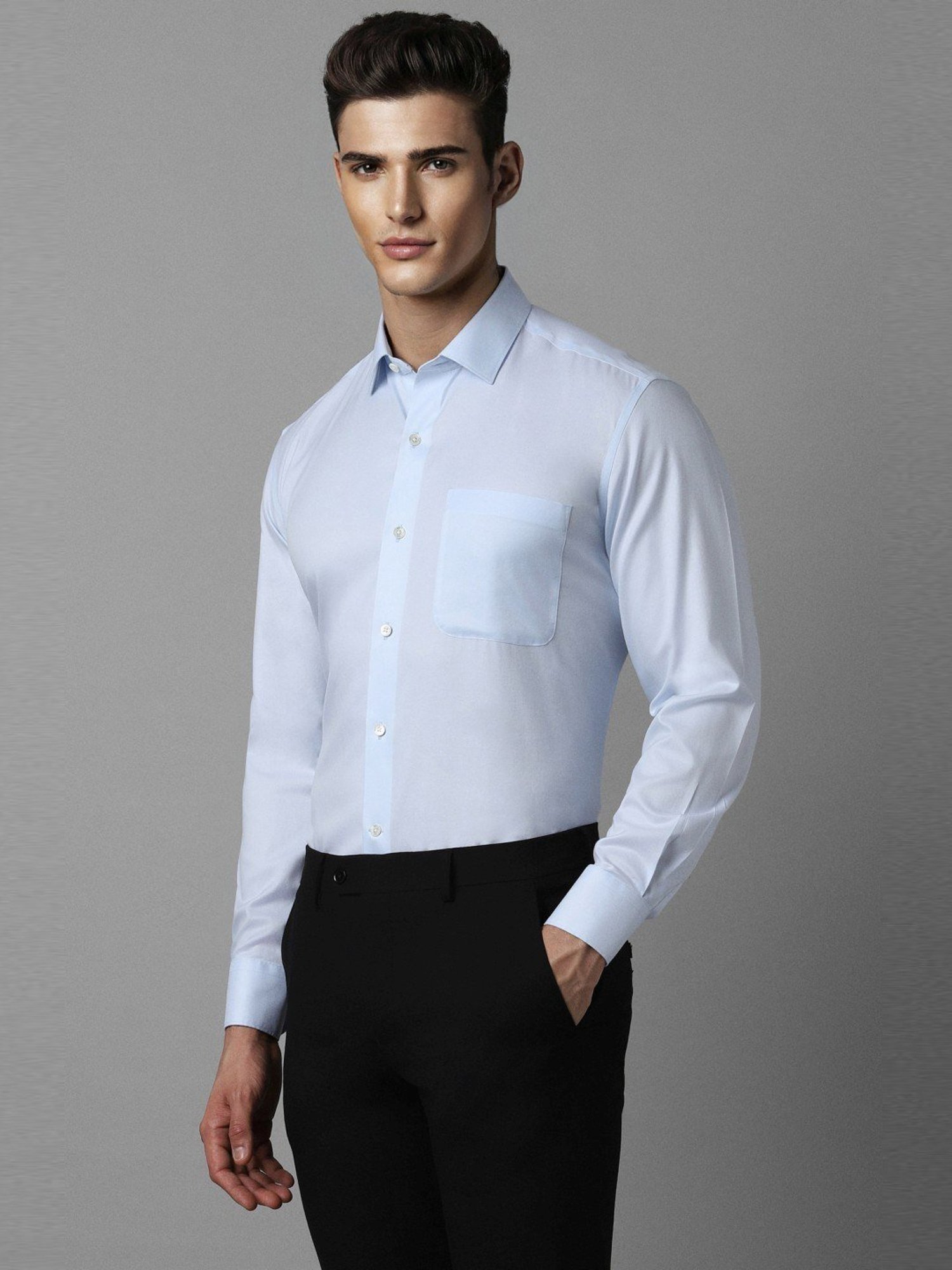 Luxure By Louis Philippe Blue Cotton Regular Fit Shirt
