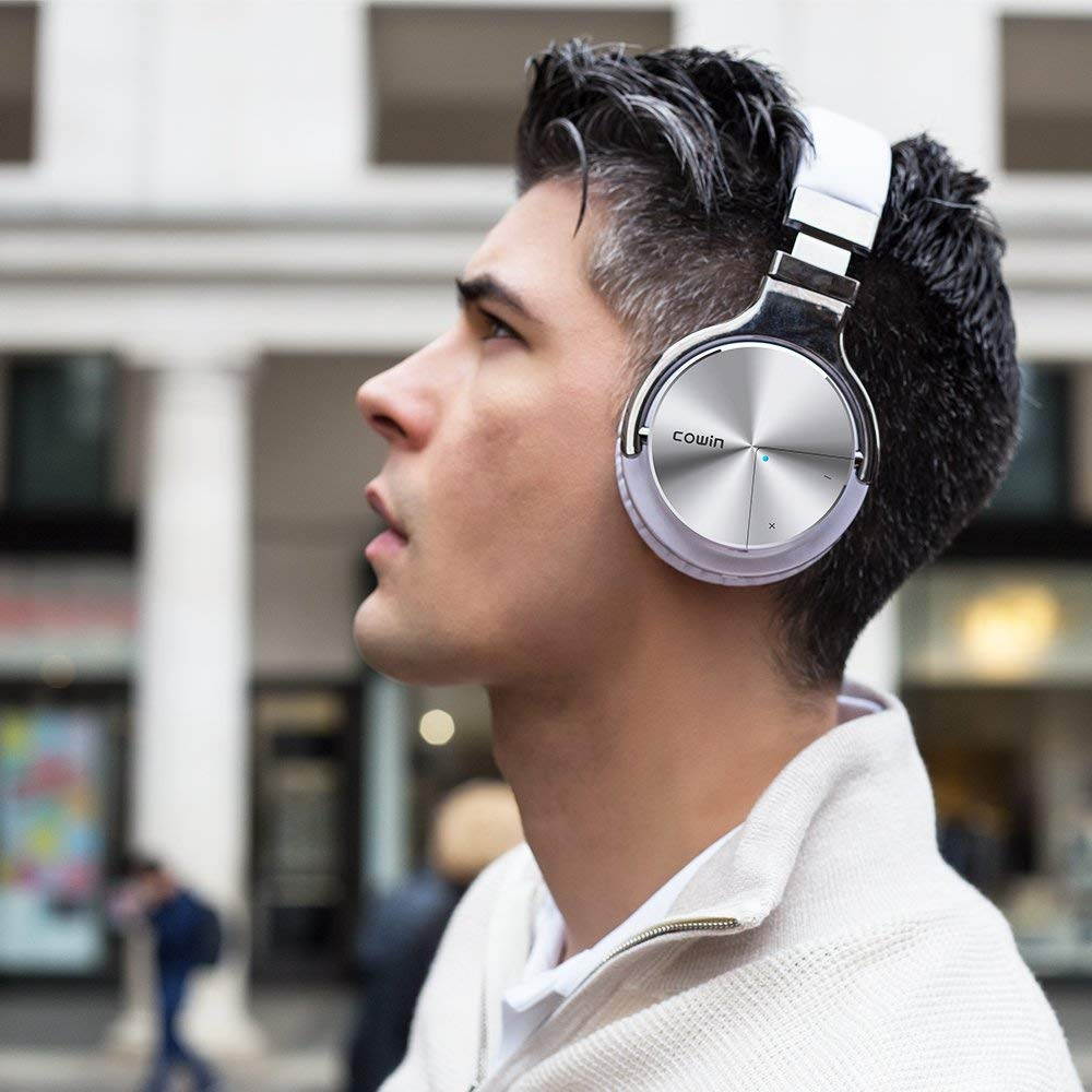 COWIN E7 Pro [2018 Upgraded] Active Noise Cancelling Headphones Bluetooth Headphones with Mic Hi-Fi Deep Bass Wireless Headphones Over Ear 30H Playtime Travel Work TV Computer Cellphone - Blue