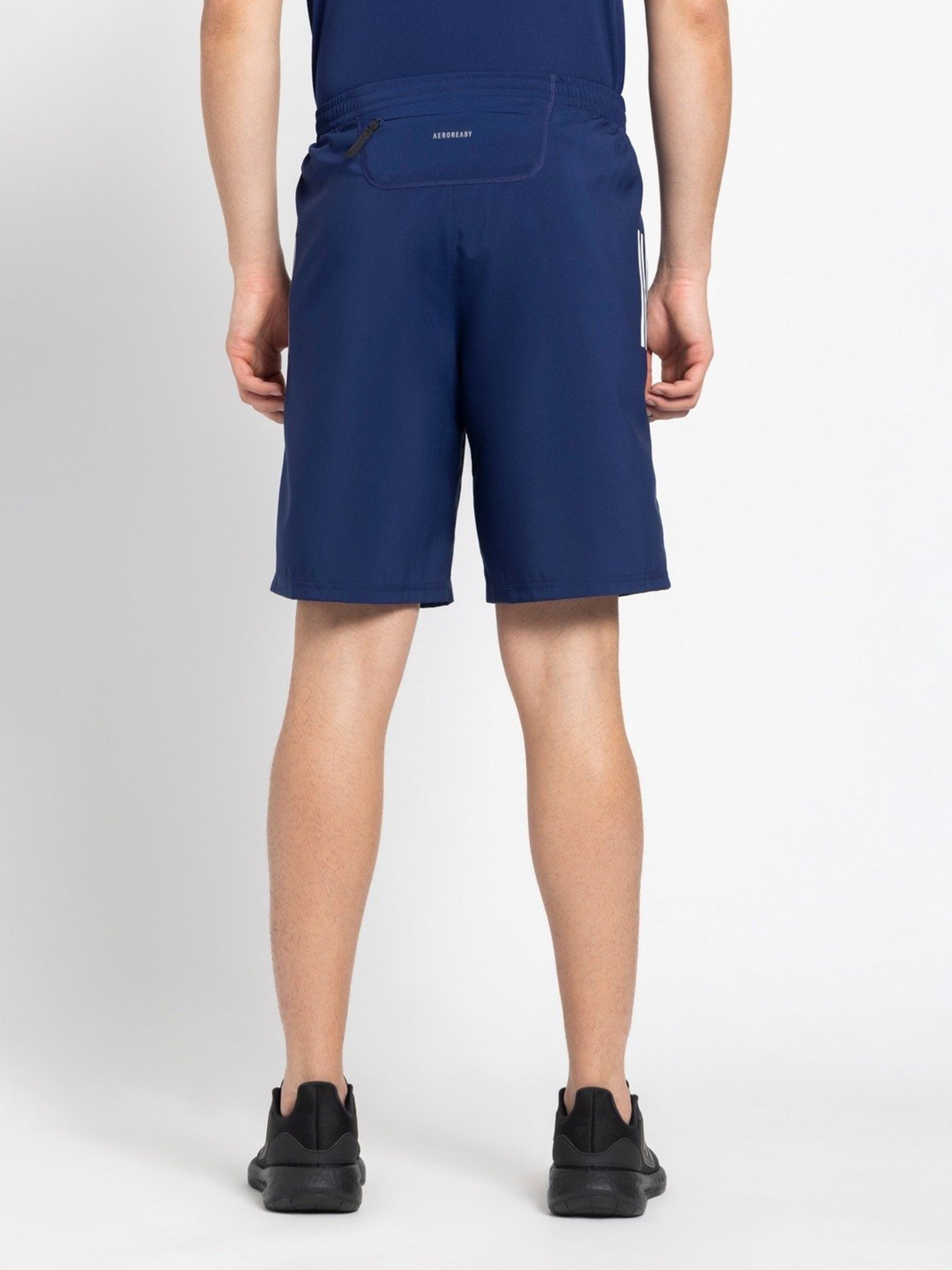 Adidas Blue Regular Fit Logo Printed Sports Shorts