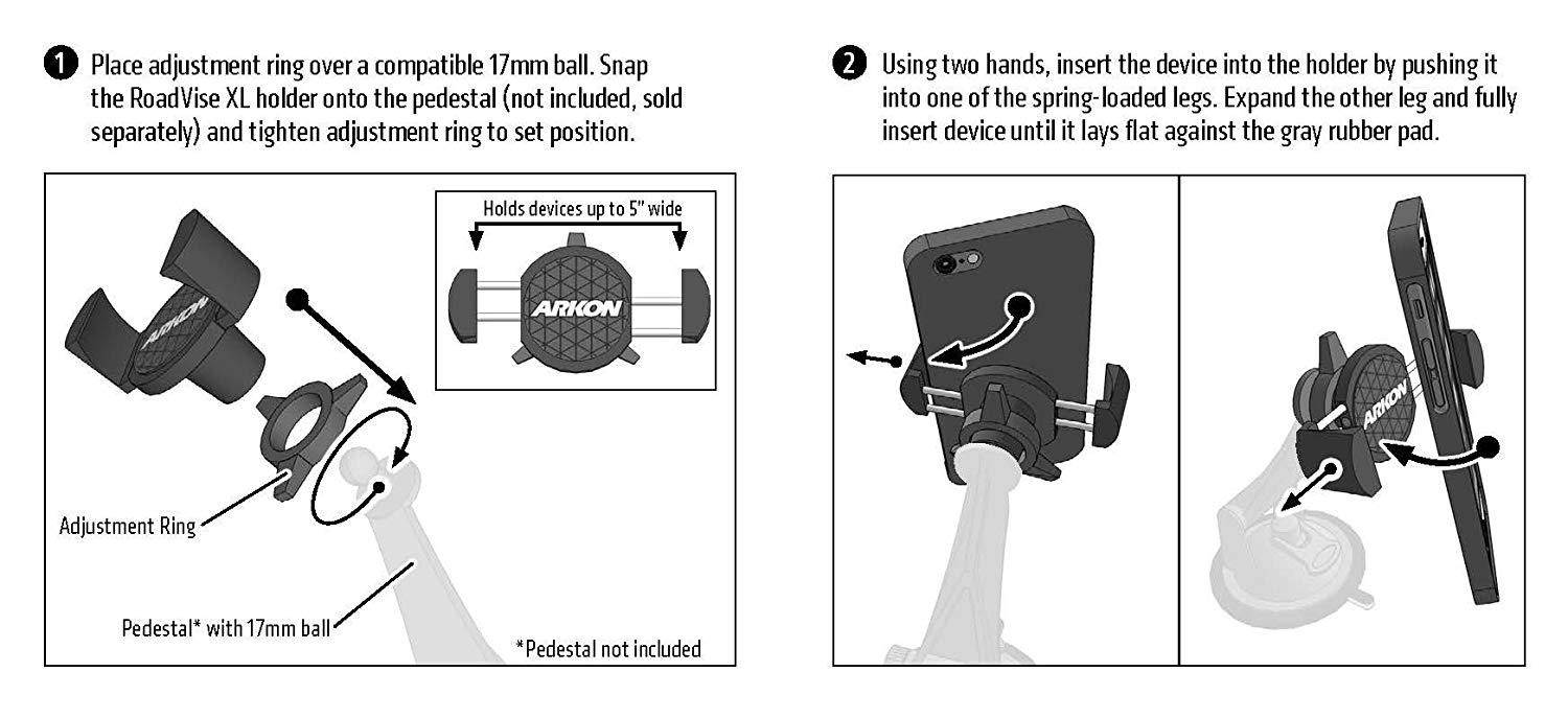 Arkon RoadVise XL Holder for Phones, Midsize Tablets, and Nintendo Switch Retail Black