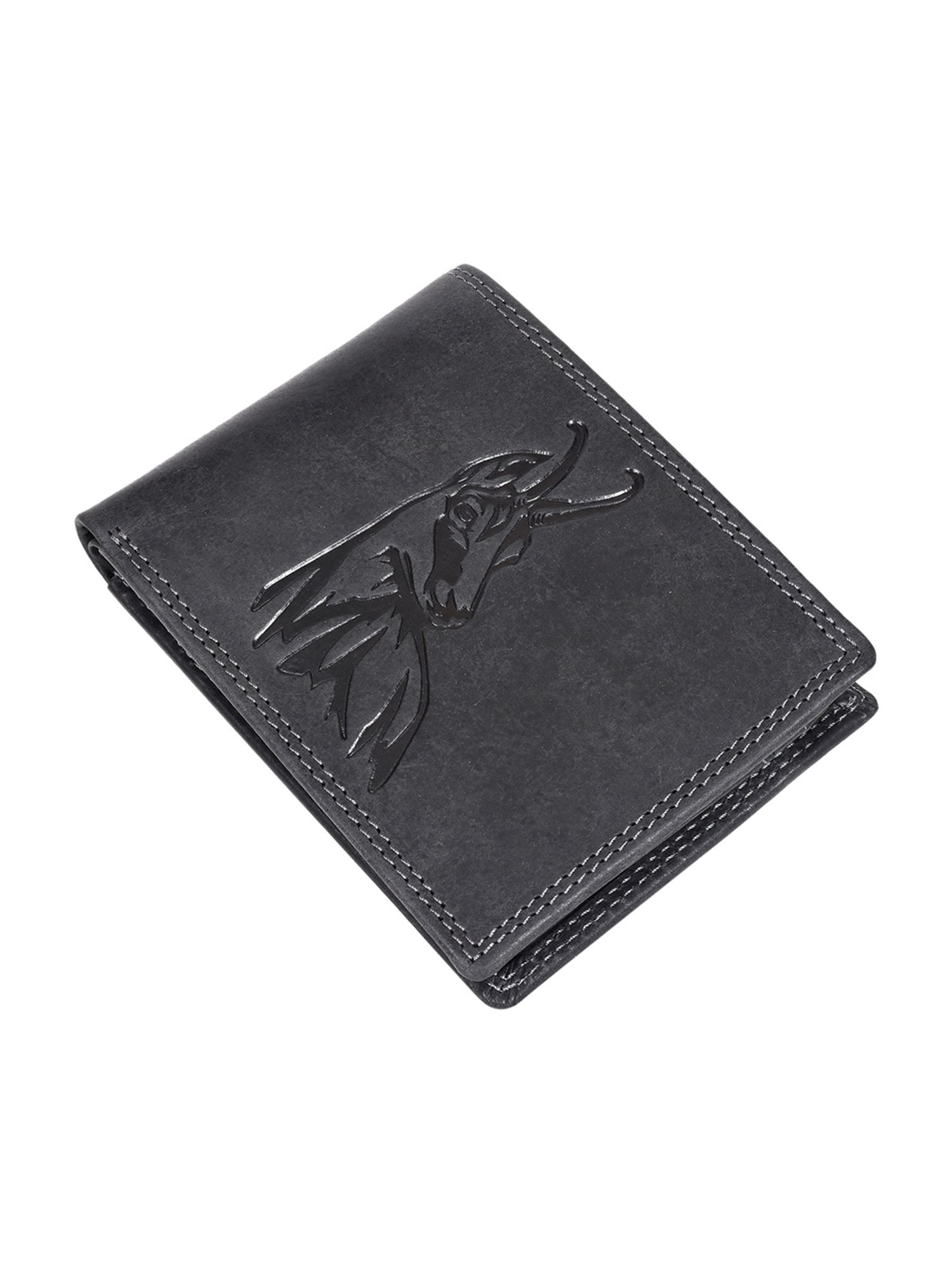 SASSORA Black ARLO Textured Small Leather Bi-Fold Wallet