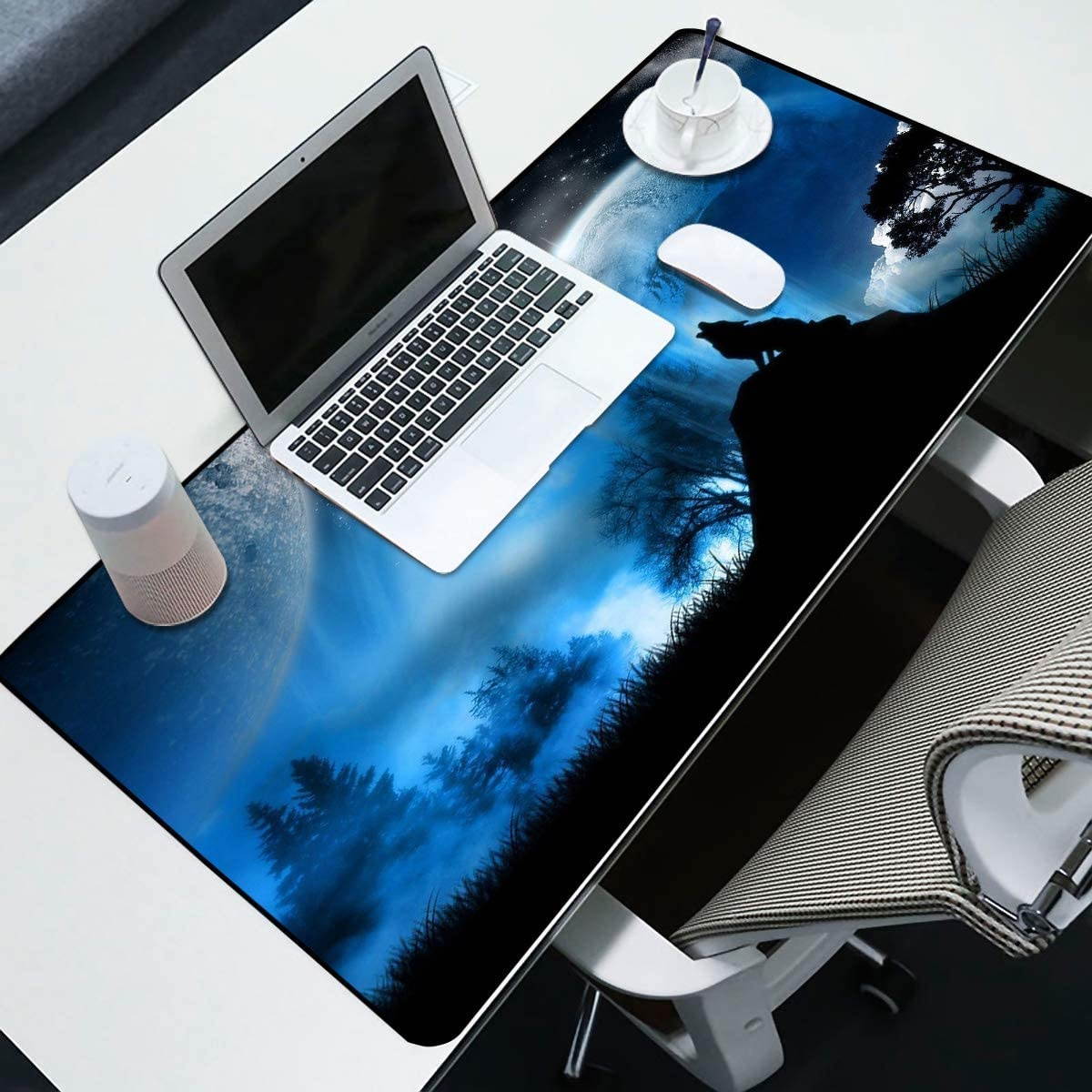 Large Gaming Mouse Pad with Nonslip Base|Extended XXL Size, Heavy|Thick, Comfy, Waterproof & Foldable Mat for Desktop, Laptop, Keyboard, Consoles & More|Enjoy Precise (Wolf 3pcs)