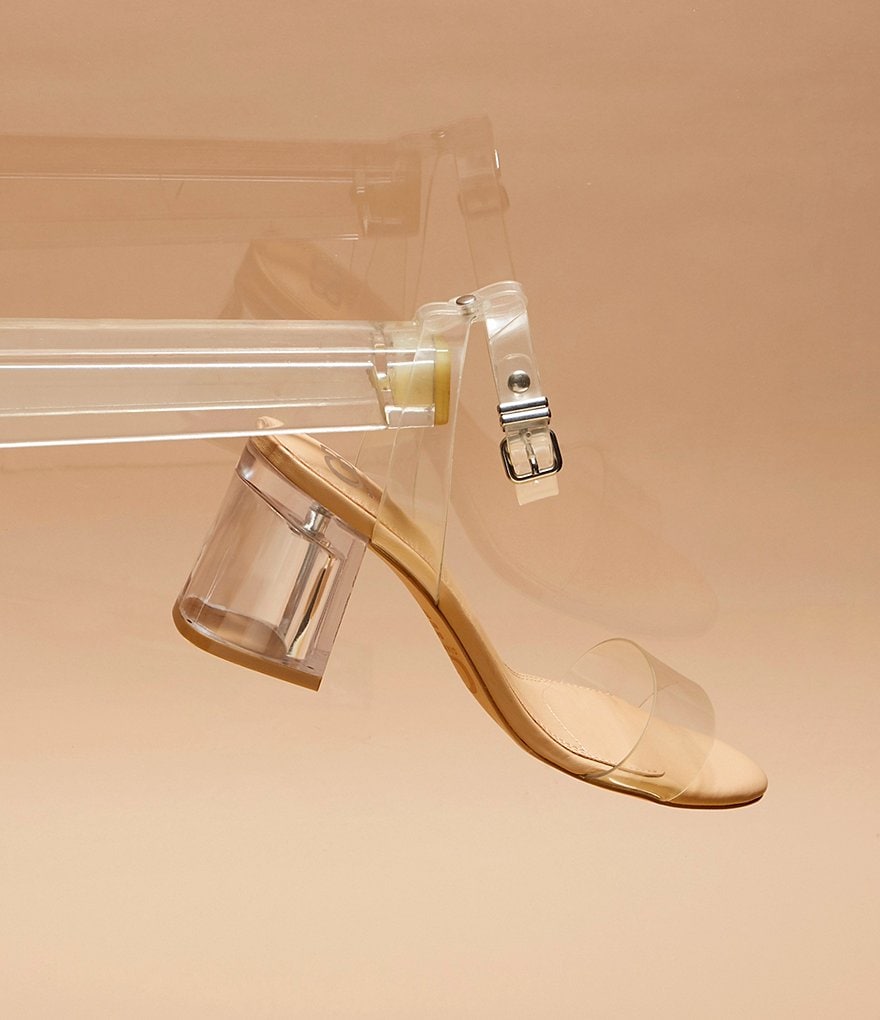 GB New-Skool Vinyl Two-Piece Ankle Strap Block Heel Dress Sandals