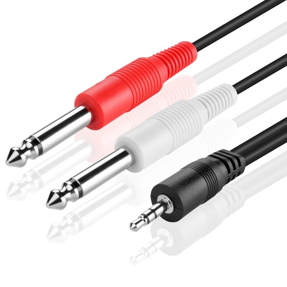 TNP Premium 3.5mm TRS to Dual 1/4 Inch TS Audio Cable (6FT) - Male 3.5mm 1/8 Stereo AUX Auxiliary to 6.35mm 1/4 Y Adapter Connector Wire Cord Plug Jack