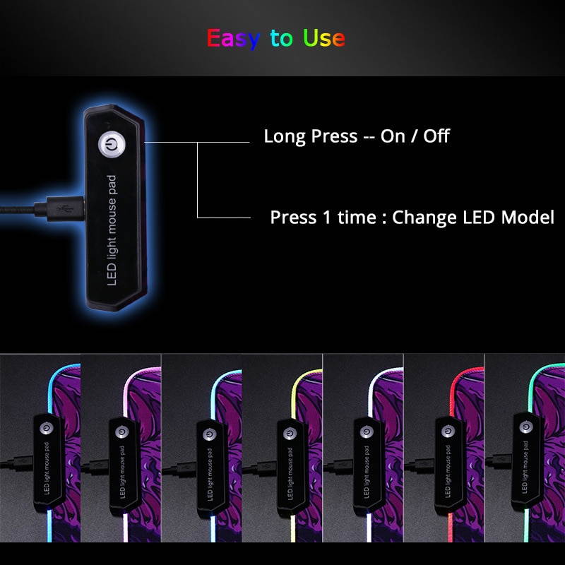 RGB Gaming Mouse Pad Large 900x400mm XL Red Dragon Pattern Computer Desk Mat Pad with LED Backlight For PC Laptop