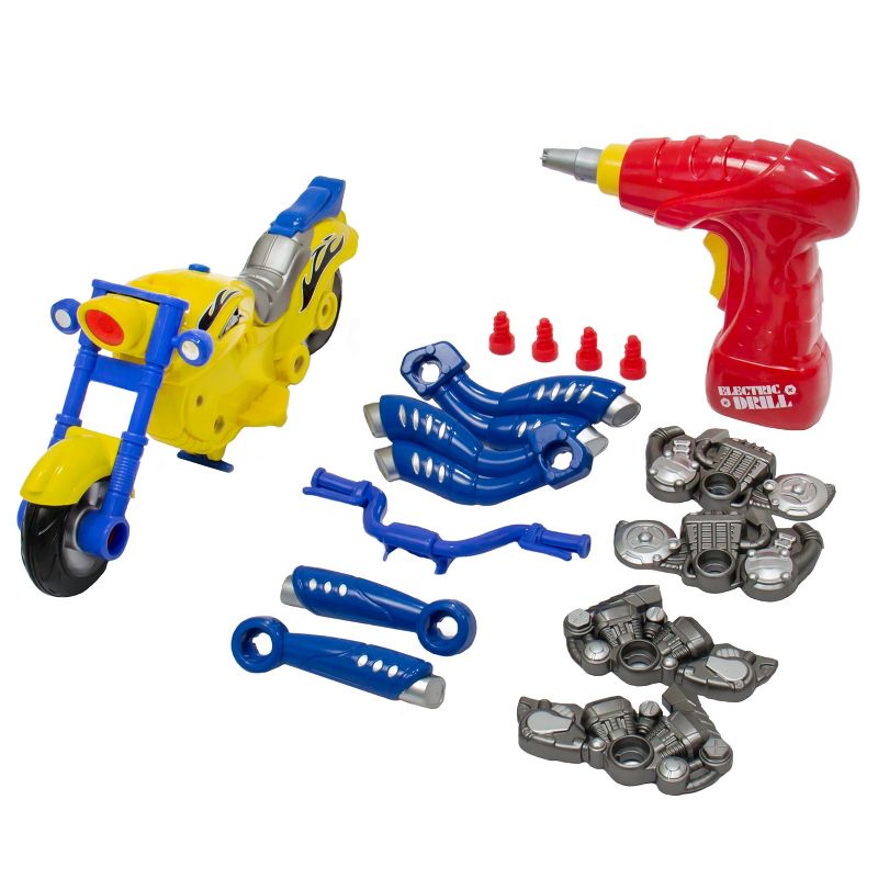 Best Choice Products Kids Toy 20-Piece Assembly Take-A-Part Motorcycle Set W/ Lights, Sound, Play Tools - Multicolor