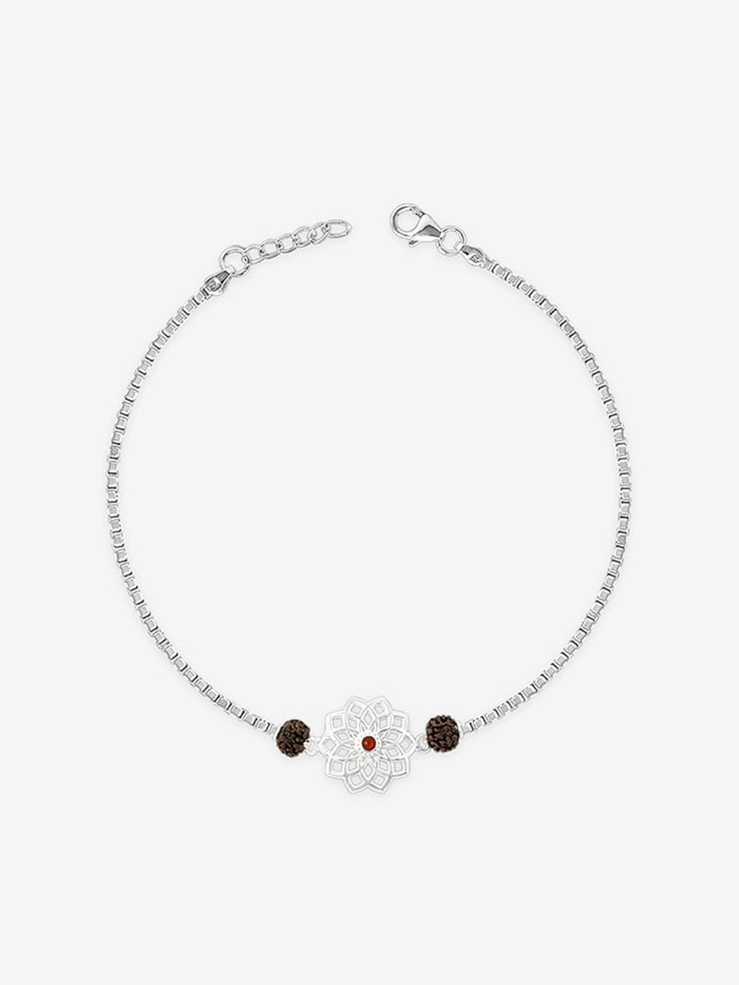 Touch925 Floral Rakhi cum Bracelet in Sterling Silver for Men