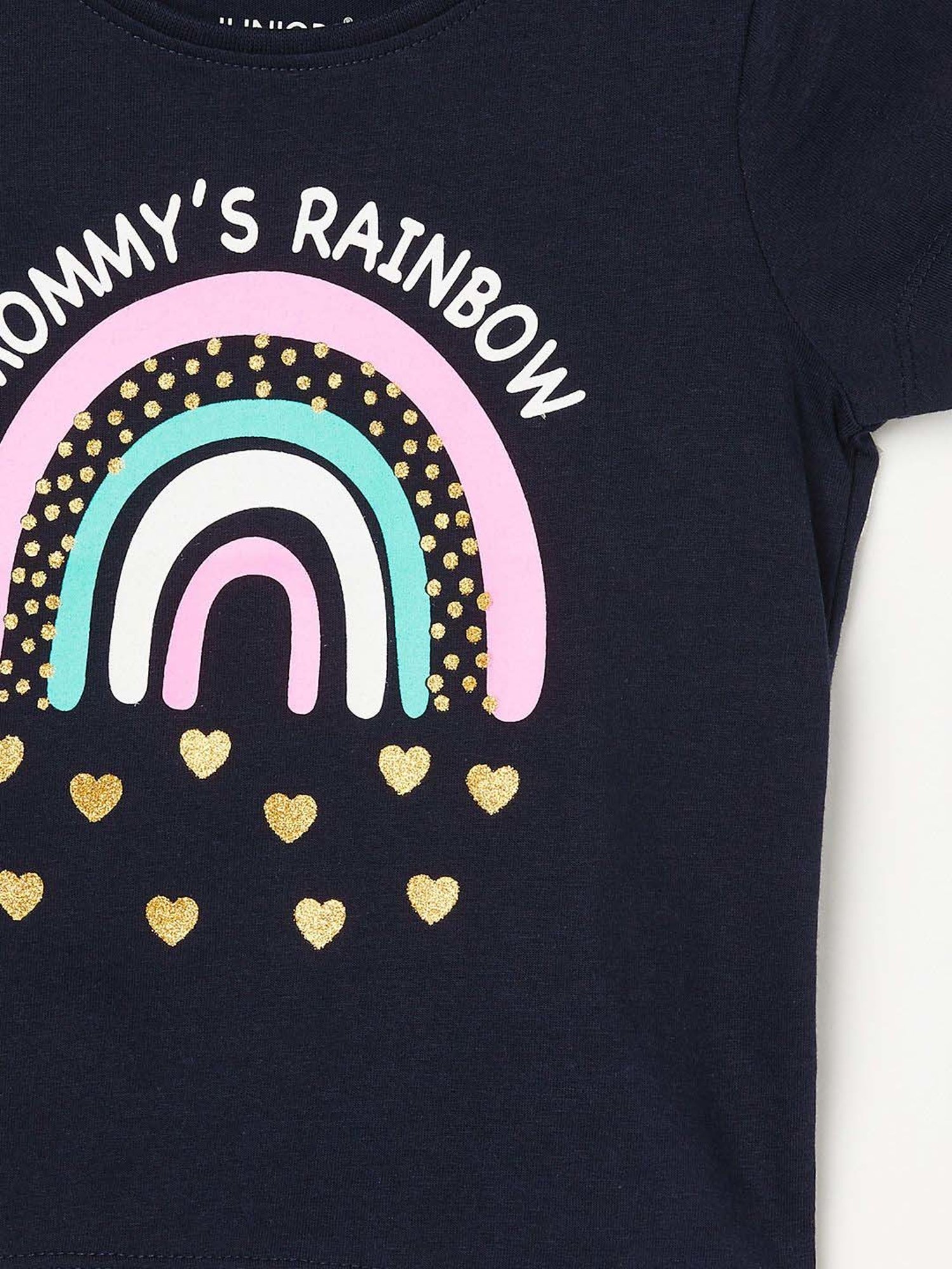 Juniors by Lifestyle Navy Cotton Printed T-Shirt