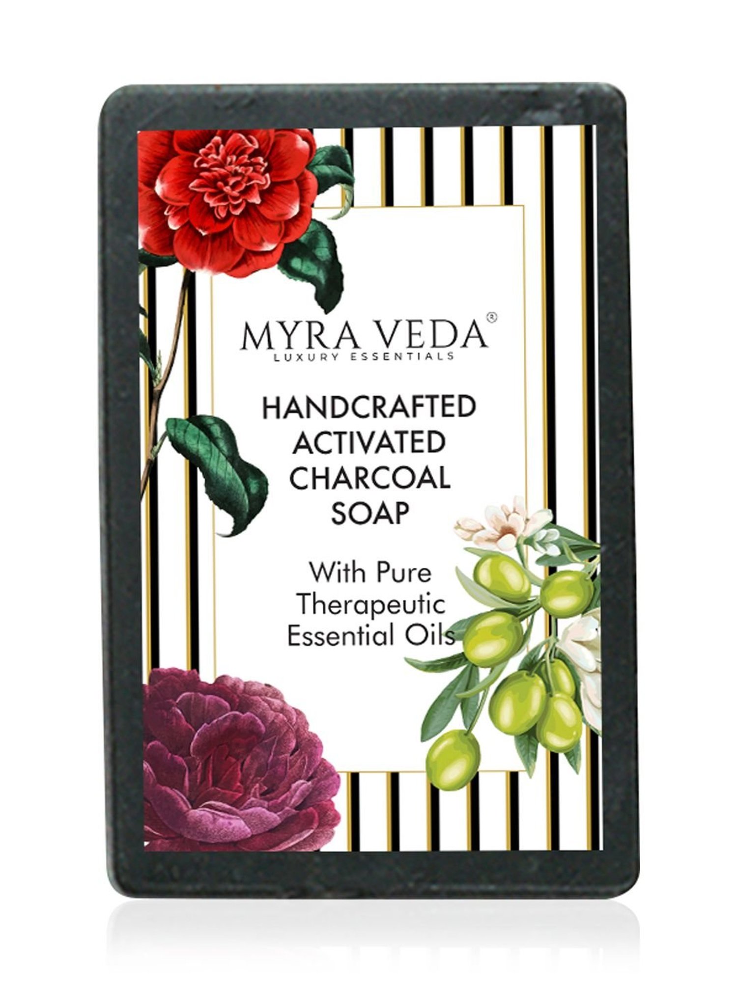MYRA VEDA LUXURY ESSENTIALS Handcrafted Activated Charcoal Soap - 100 gm