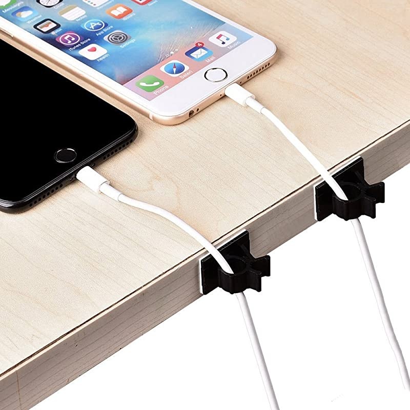 Adhesive Cable Clips Adjustable Wire Clamps Cable Tie Holders for Desk Wall Computer Electrical Cord (Black,3 Sizes,60 Pcs)