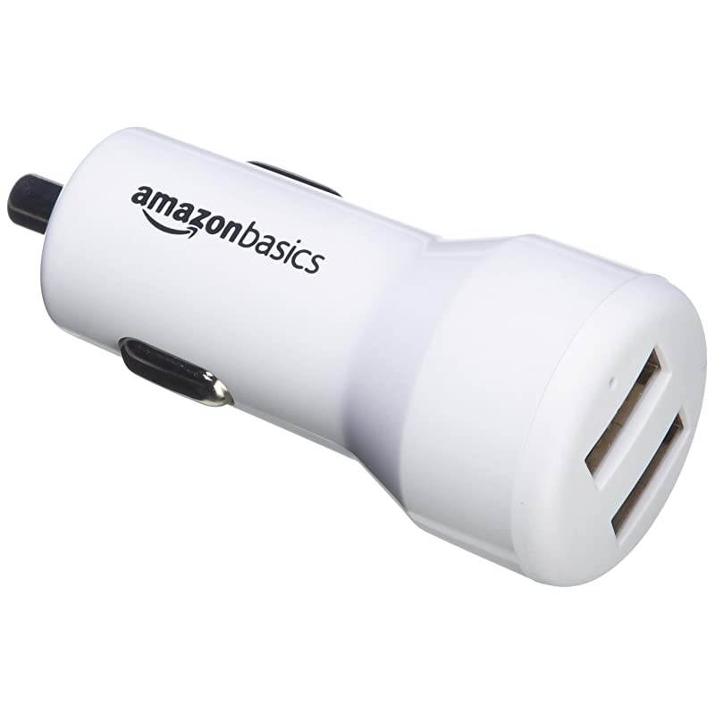 DualPort USB Car Charger Adapter for Apple and Android Devices 48 Amp 24W White