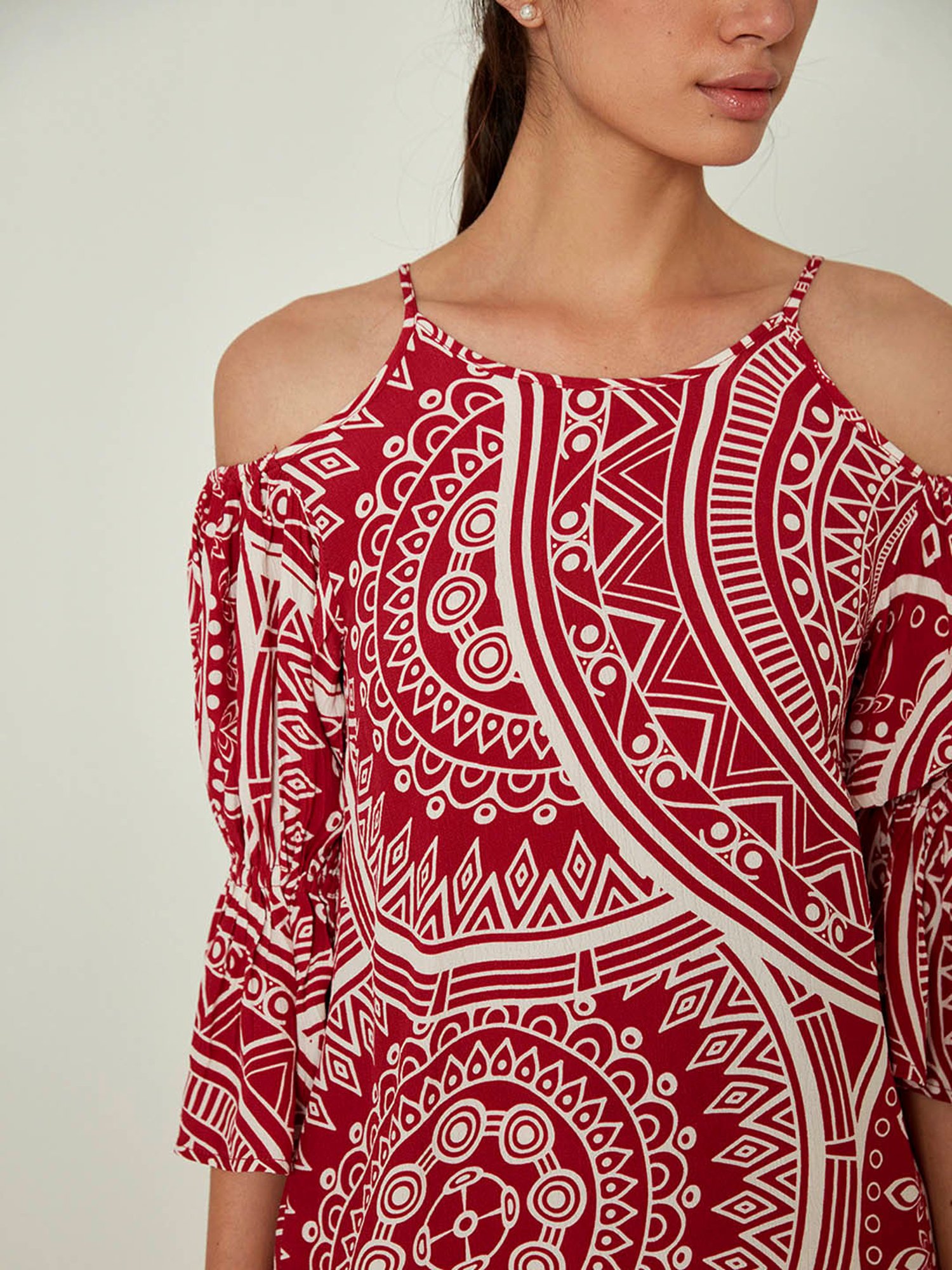 ANCESTRY Maroon Printed Top With Pants