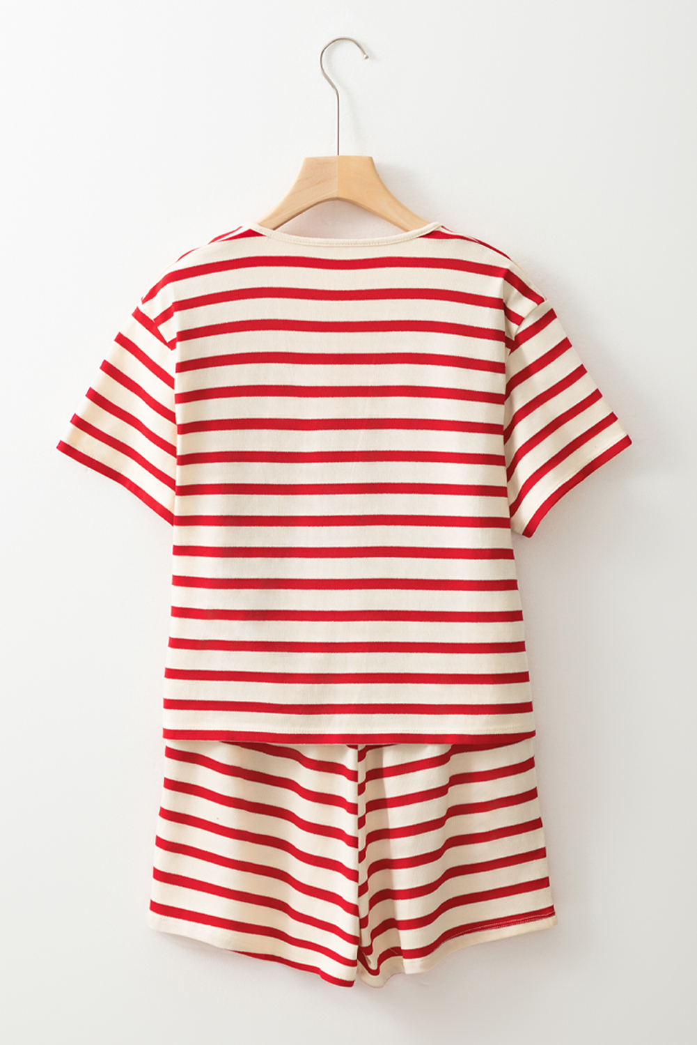 Skobeloff Textured Ruffle Split Top and Drawstring Shorts Set