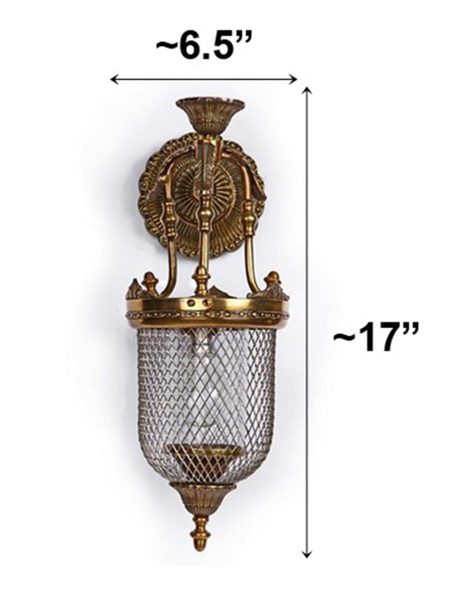 Fos Lighting 'Lattice Jar' Antique Gold & White Brass Wall Sconce Light - Set of 1
