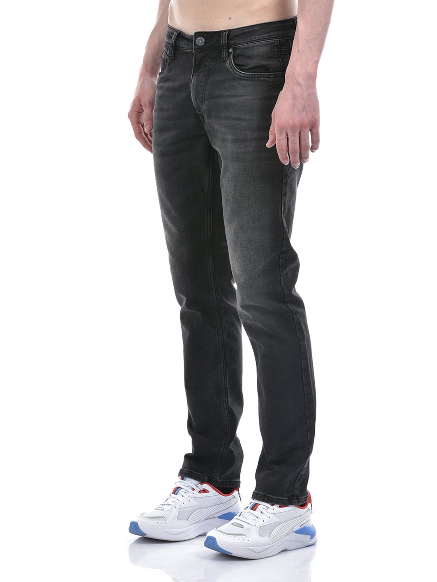 Lawman Pg3 Dark Grey Straight Fit Lightly Washed Jeans