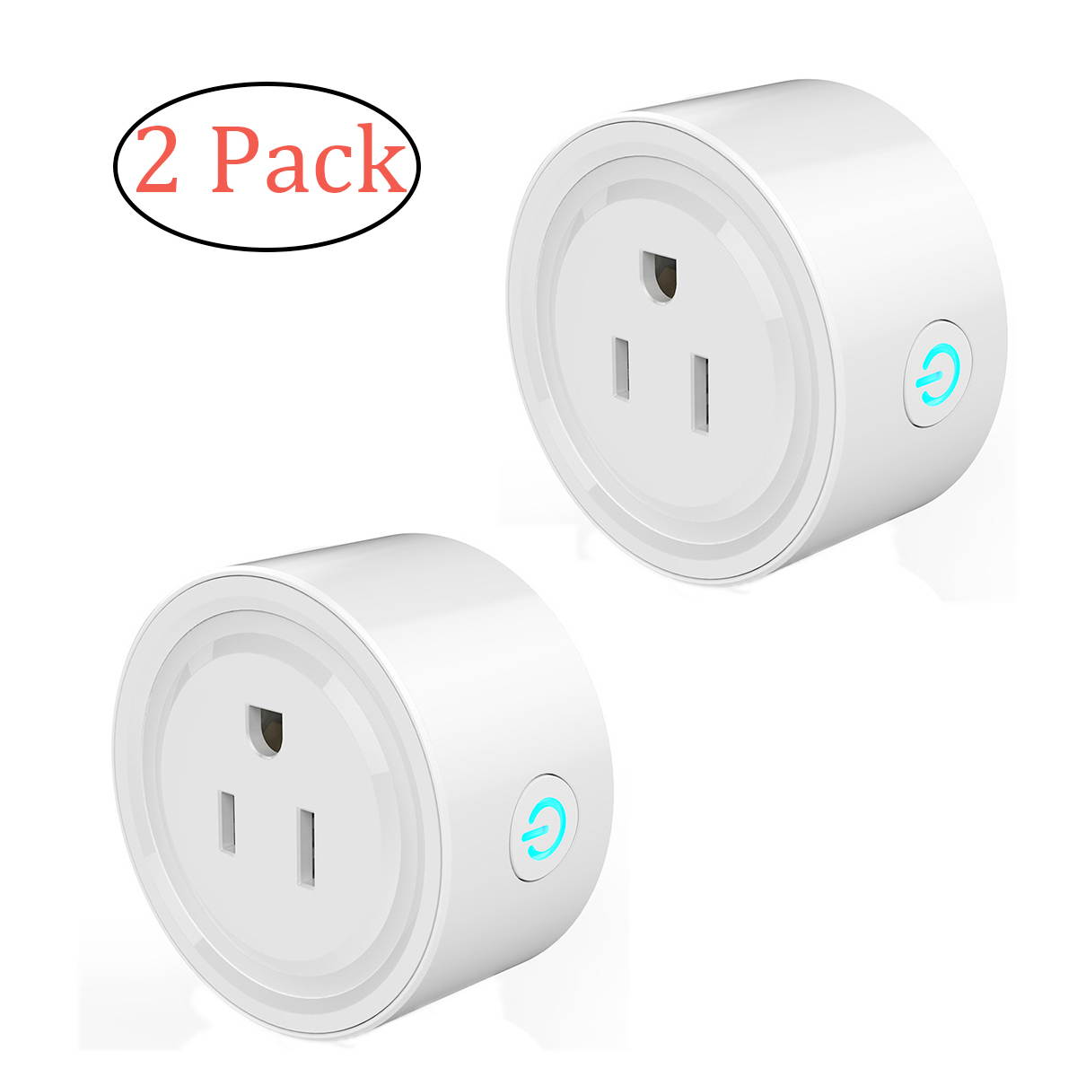 2 Pack Wifi Smart Plug Socket Outlet Adapter Switch Wifi for Android & IOS Alexa Echo