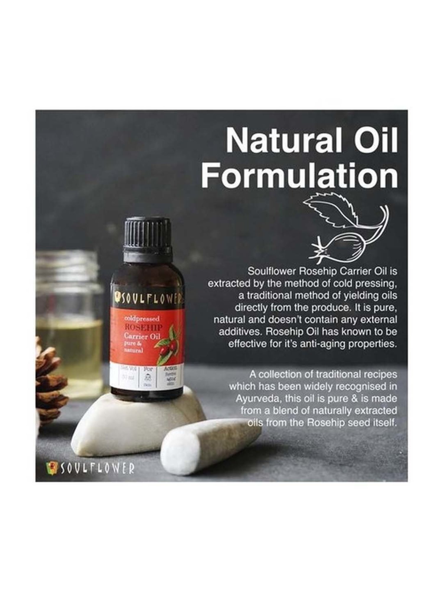 Soulflower Coldpressed Rosehip Carrier Oil - 30 ml