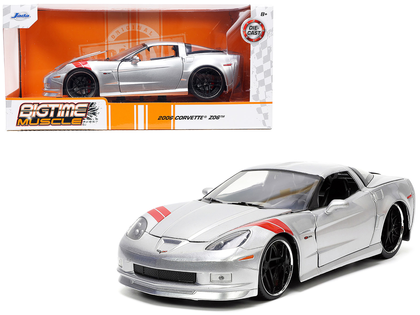 2019 Chevrolet Corvette Z06 Sebring Orange with Black Hood "Sports Cars" Series 1/64 Diecast Model Car by Auto World
