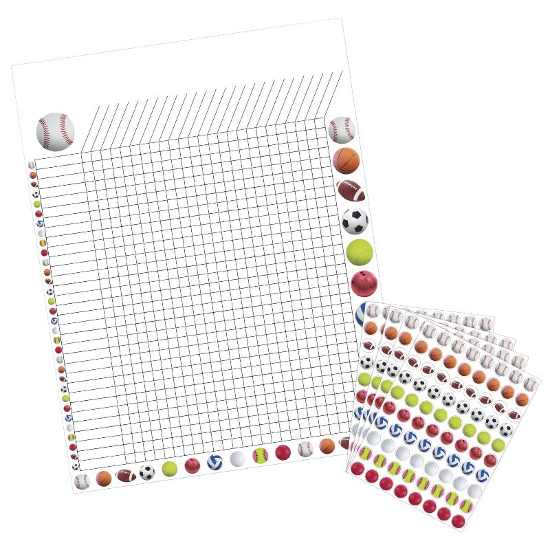 Hygloss Incentive Poster with 1200 Sports Stickers, 17 x 22 Inches, Assorted Colors