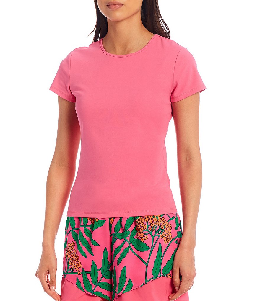 Julie Brown Alro Short Sleeve Coordinating Round Neck Knit Top