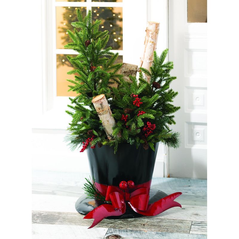 Sullivans 16" Snowman Hat Iron Tree Stand 16"H x 23"L x 19.5"W Red