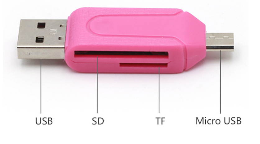 2 in 1 USB OTG TF SD Flash Memory Micro Card Reader Adapter Micro USB Charging Cable For Android Phones and Tablet PC (Black)