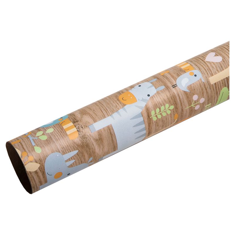 8x2.5' Baby Animals on Woodgrain Baby Shower Gift Wrapping Paper - Spritz™