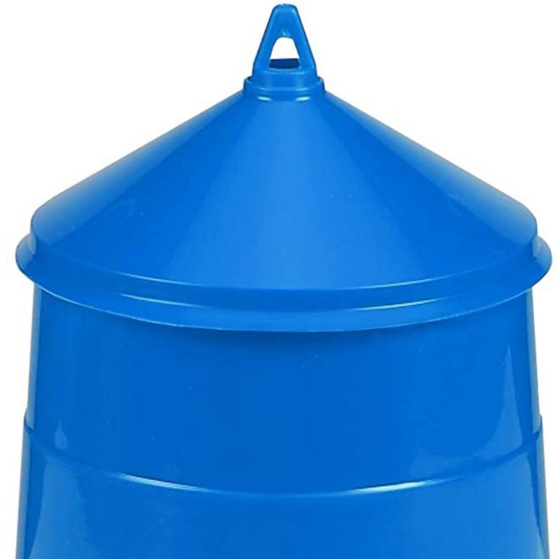 Little Giant 4 Pound Poultry Chicken or Bird Feeder Dispenser Container with Feed Saver Ring, Carrying Handle, and Legs, Blue