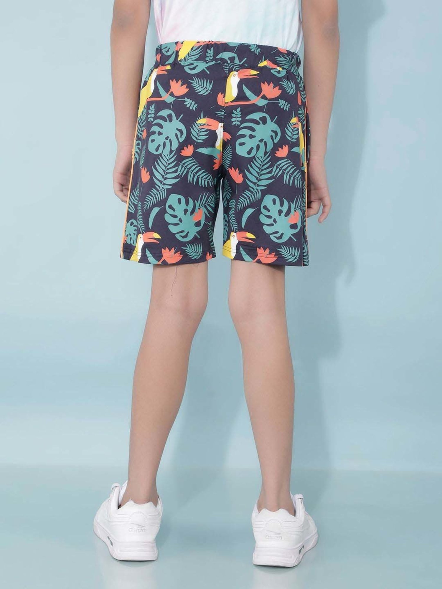 Crimsoune Club Boys Navy Cotton Floral Shorts