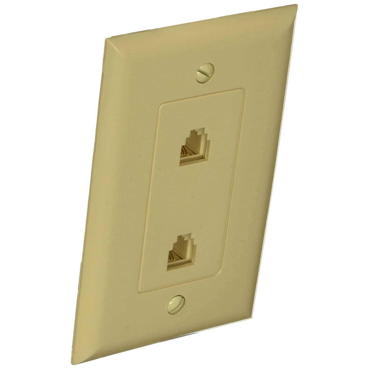 Morris 80070 Decorative Dual RJ11 4 Conductor Phone Jack Wall Plate, 1 Piece, Ivory
