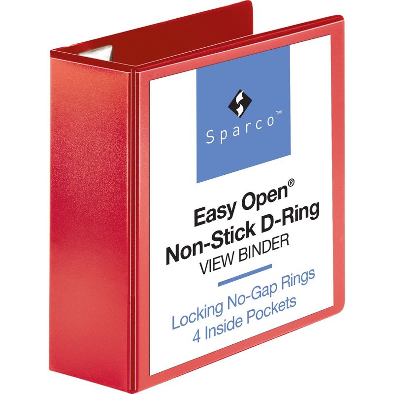 Sparco D-Ring View Binder 4" Capacity 11"x8-1/2" Red 26983