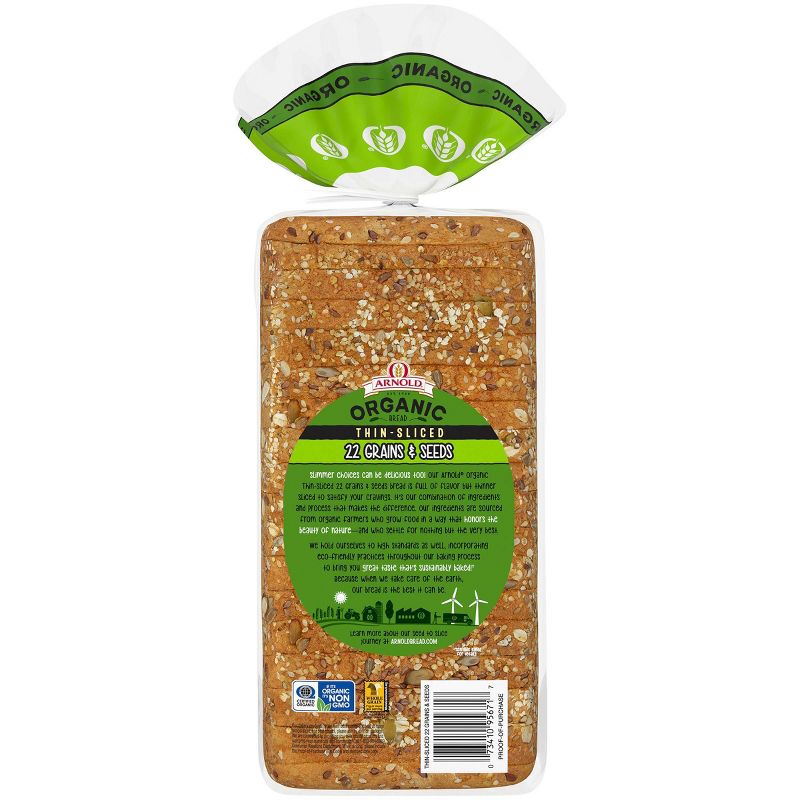 Arnold Organic Thin Sliced 22 Grains and Seeds Bread - 20oz