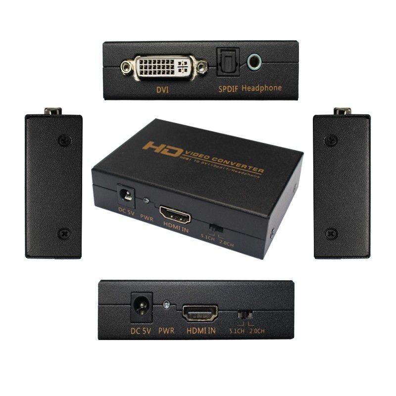 HDMI to DVI + spdif/headphone Video Converter Box Adapter for PS3 DVD + Power Adapter HDMI TO DVI Converter