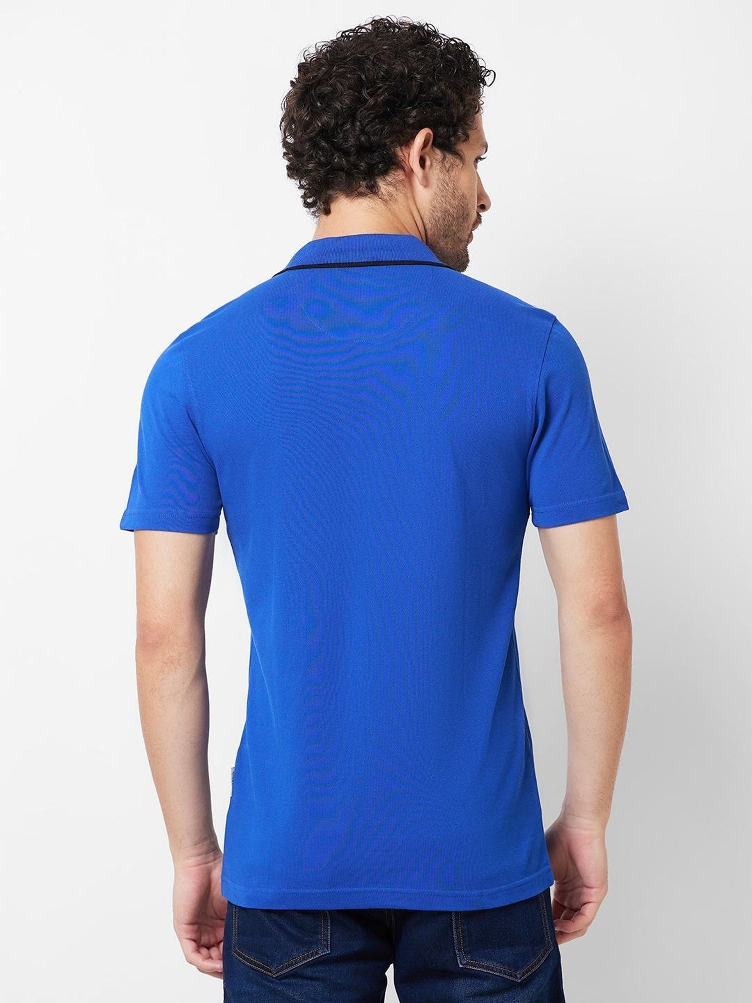 Giordano Dark Blue Slim Fit Colour Block Polo T-Shirt